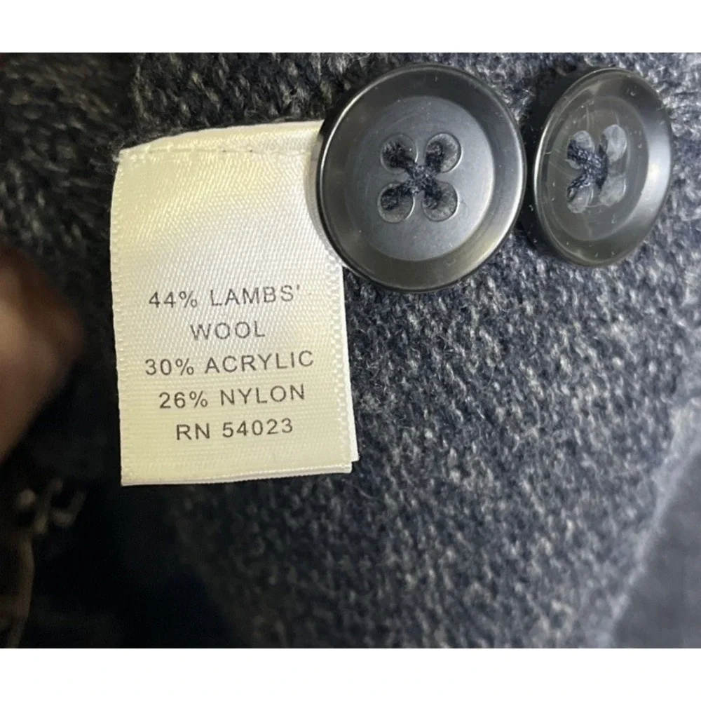 Banana Republic Dark Gray Lambswool Full‎ Zip Buckle Turtleneck Sweater Mens L